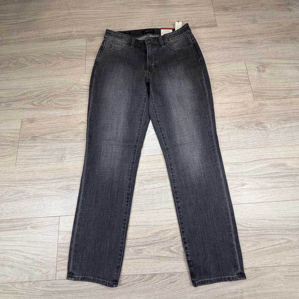 Talbots Flawless Five-Pocket Slim Ankle Curvy Jeans Dark Grey‎ 6 Slimming Panel
